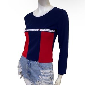 Vintage Y2K Tommy Sport Color Block Slinky Tee Sz S